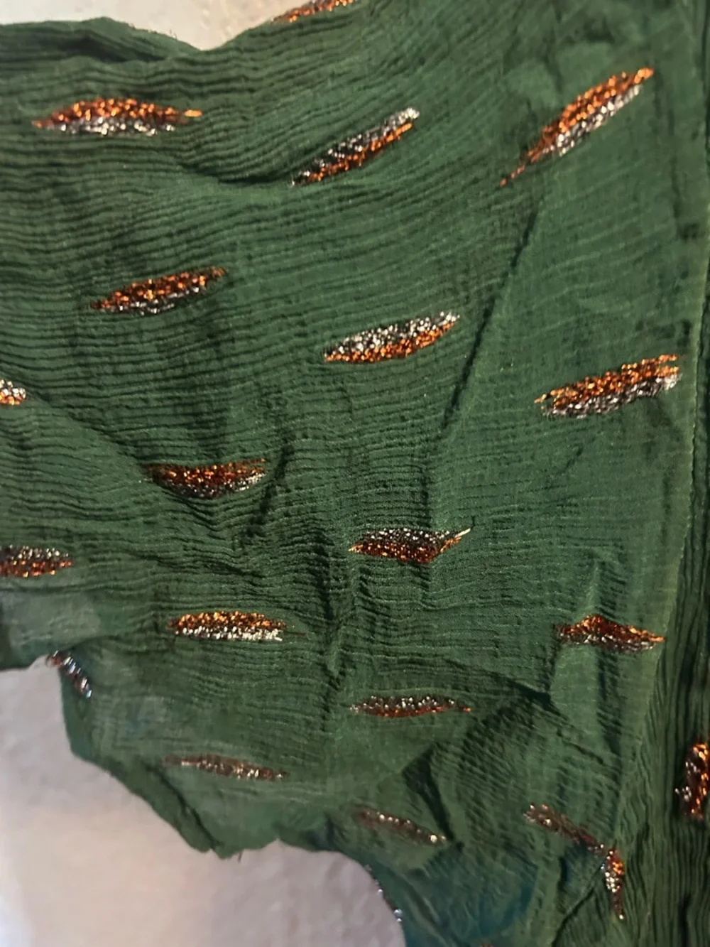 Modcloth Deep Green Short-Sleeve Printed Blouse - Picture 4 of 7